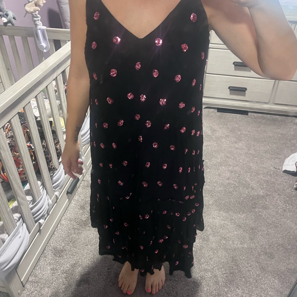 Free People Black Dress with Pink Accents